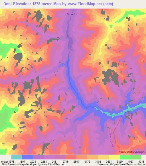 Doni,Afghanistan Elevation Map