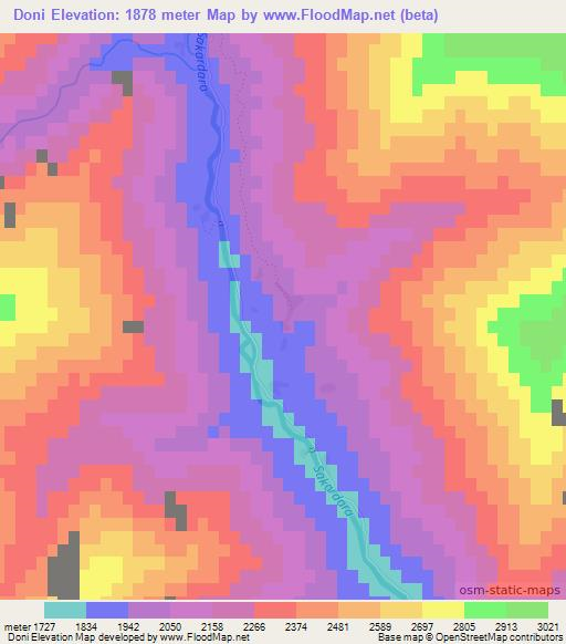 Doni,Afghanistan Elevation Map