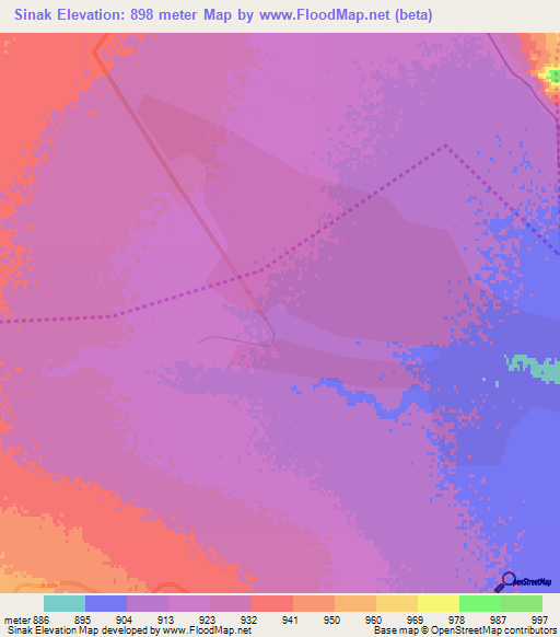 Sinak,Iran Elevation Map