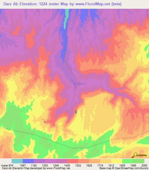 Darz Ab,Afghanistan Elevation Map