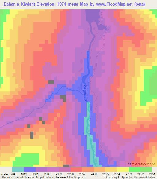 Dahan-e Kiwisht,Afghanistan Elevation Map