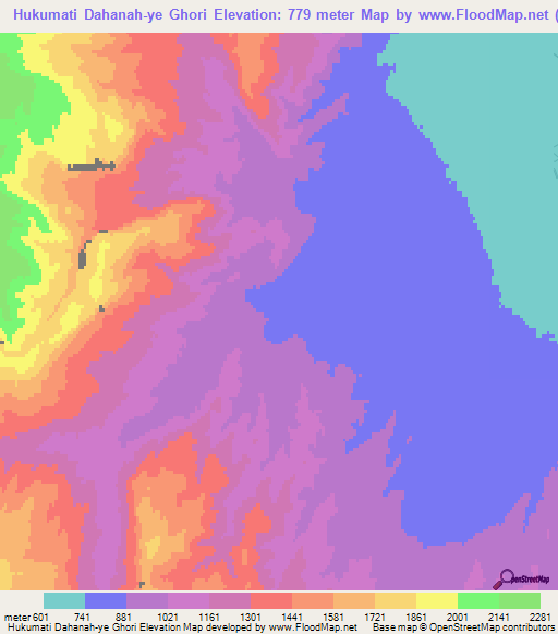Hukumati Dahanah-ye Ghori,Afghanistan Elevation Map