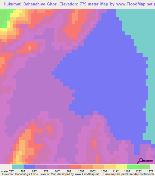 Hukumati Dahanah-ye Ghori,Afghanistan Elevation Map