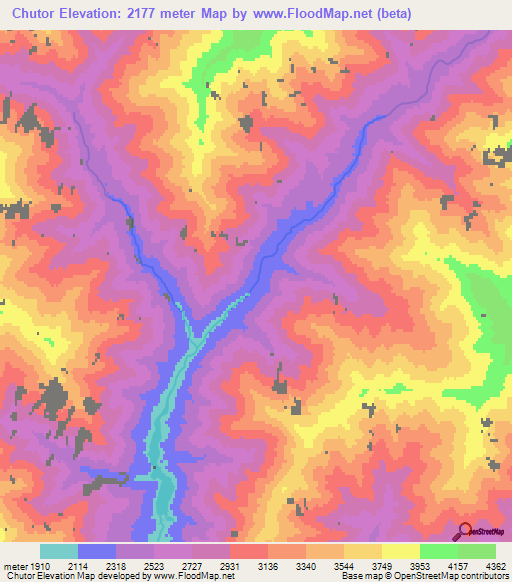 Chutor,Afghanistan Elevation Map