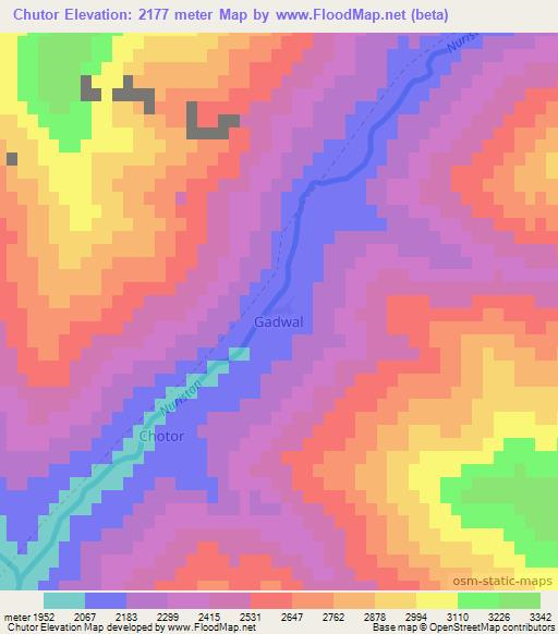 Chutor,Afghanistan Elevation Map