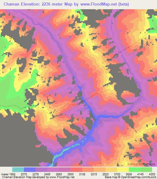 Chaman,Afghanistan Elevation Map