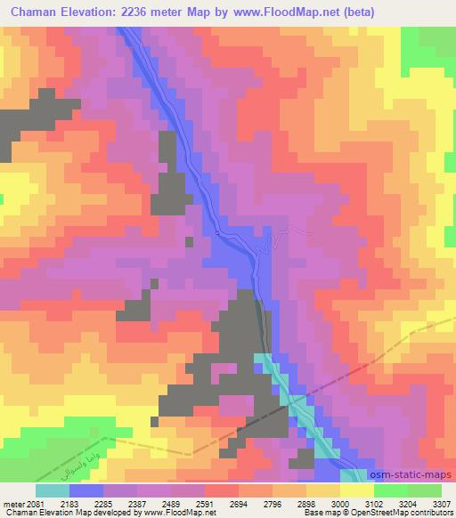 Chaman,Afghanistan Elevation Map