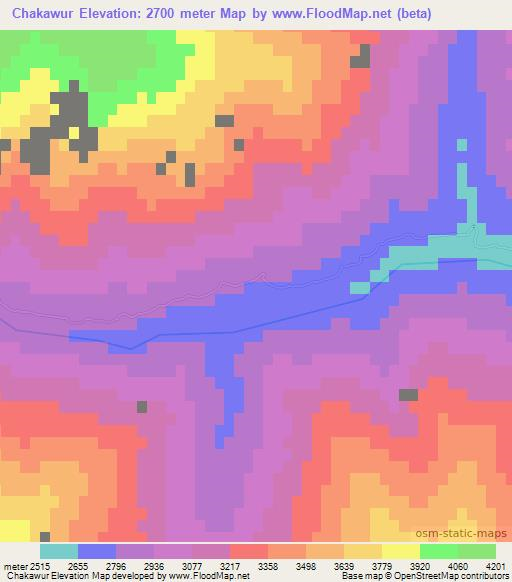 Chakawur,Afghanistan Elevation Map
