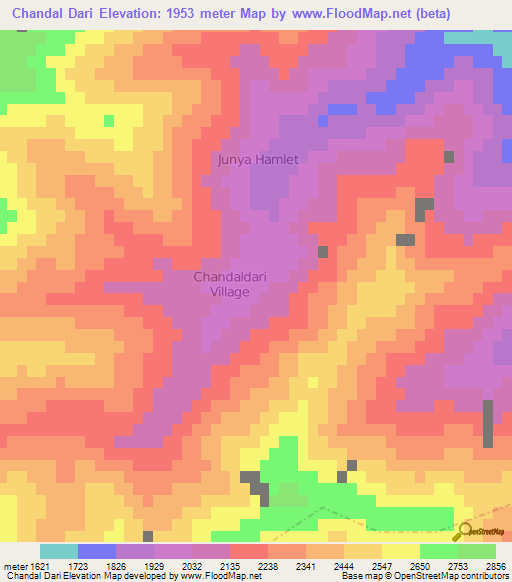 Chandal Dari,Afghanistan Elevation Map