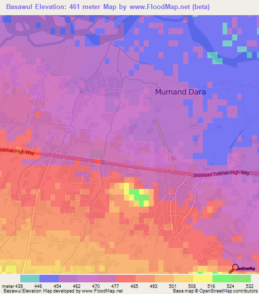 Basawul,Afghanistan Elevation Map