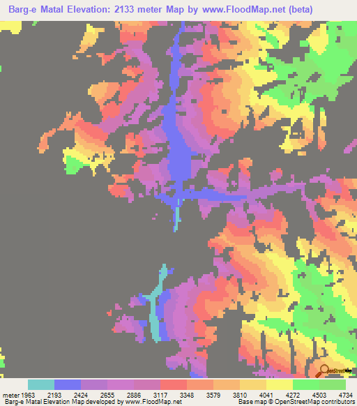 Barg-e Matal,Afghanistan Elevation Map