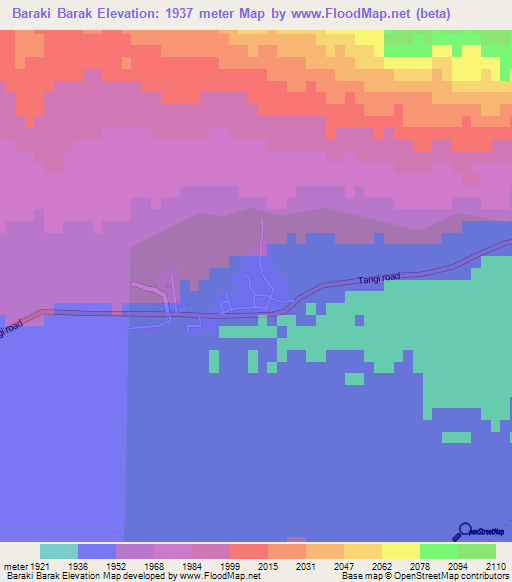 Baraki Barak,Afghanistan Elevation Map