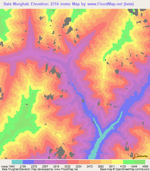 Bala Murghab,Afghanistan Elevation Map