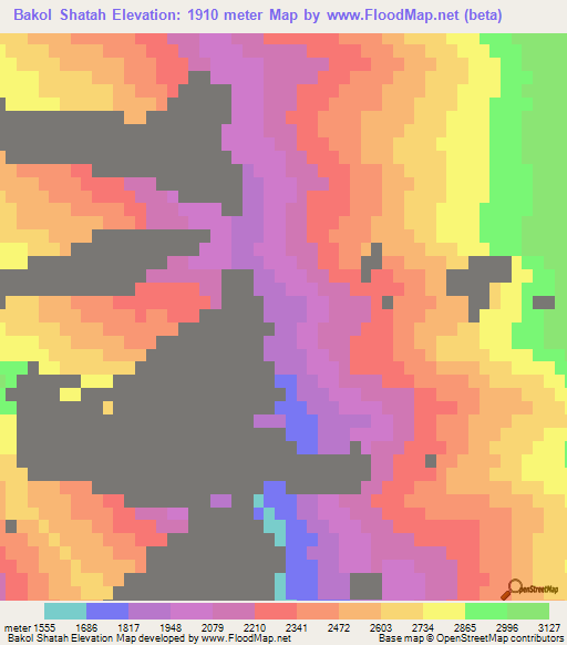 Bakol Shatah,Afghanistan Elevation Map