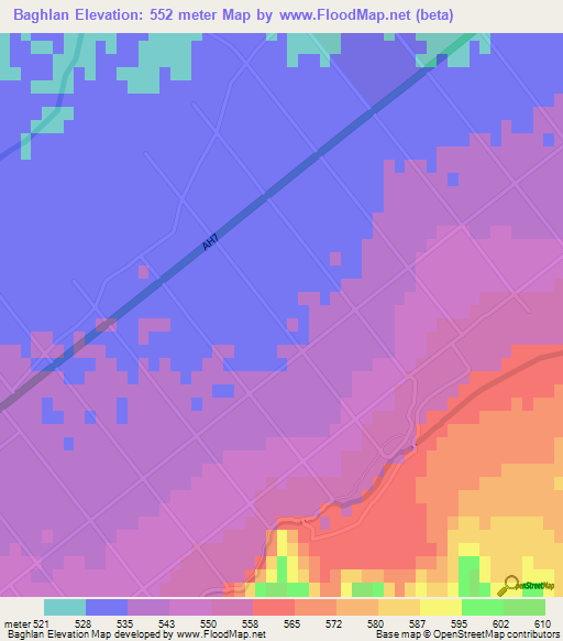 Baghlan,Afghanistan Elevation Map