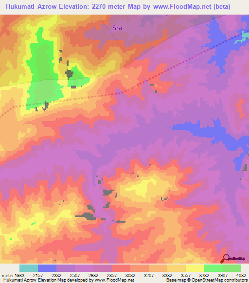 Hukumati Azrow,Afghanistan Elevation Map