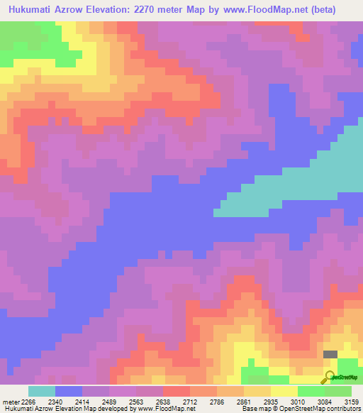Hukumati Azrow,Afghanistan Elevation Map