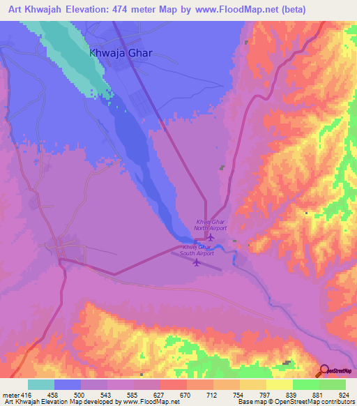 Art Khwajah,Afghanistan Elevation Map
