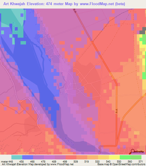 Art Khwajah,Afghanistan Elevation Map