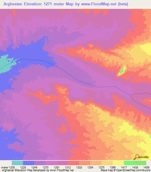 Arghestan,Afghanistan Elevation Map