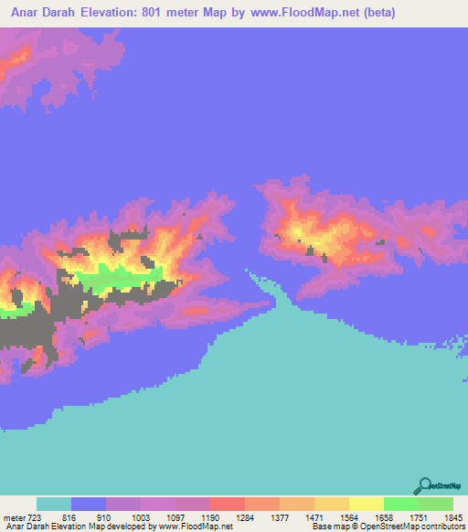 Anar Darah,Afghanistan Elevation Map