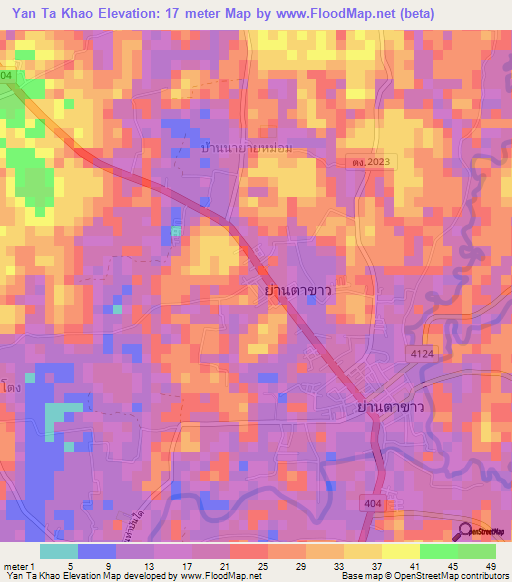 Yan Ta Khao,Thailand Elevation Map