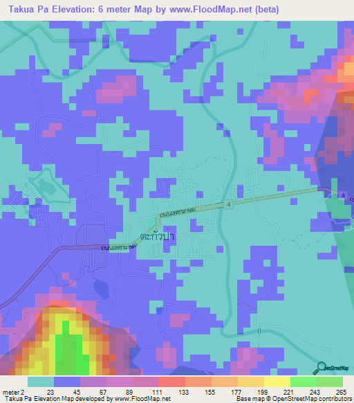 Takua Pa,Thailand Elevation Map