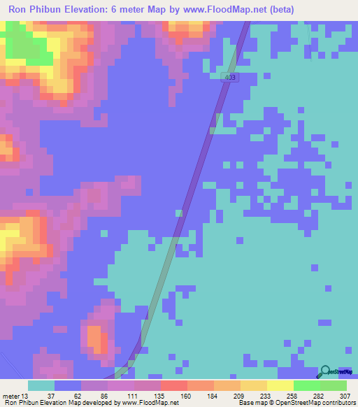 Ron Phibun,Thailand Elevation Map