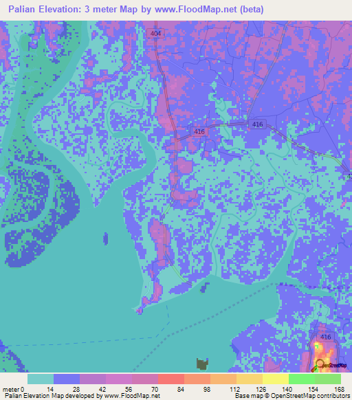 Palian,Thailand Elevation Map