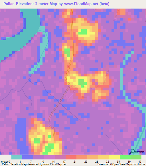 Palian,Thailand Elevation Map