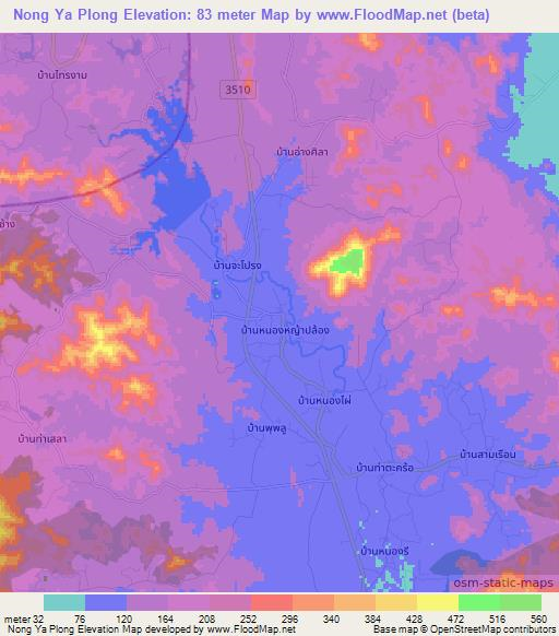 Nong Ya Plong,Thailand Elevation Map