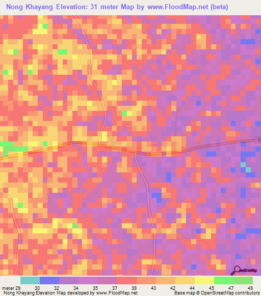 Nong Khayang,Thailand Elevation Map