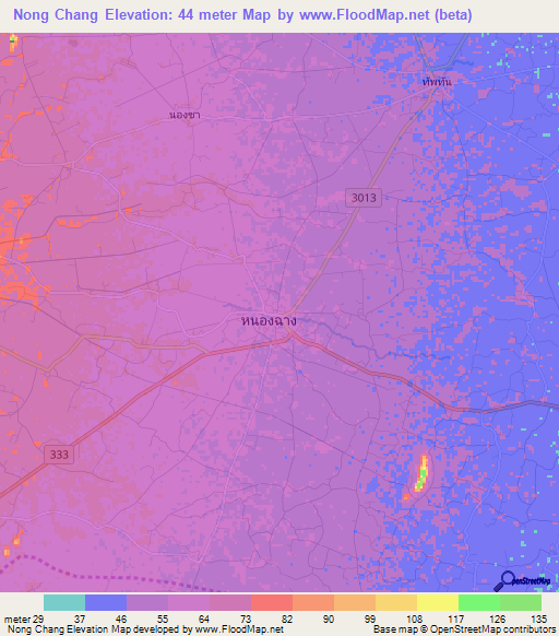 Nong Chang,Thailand Elevation Map