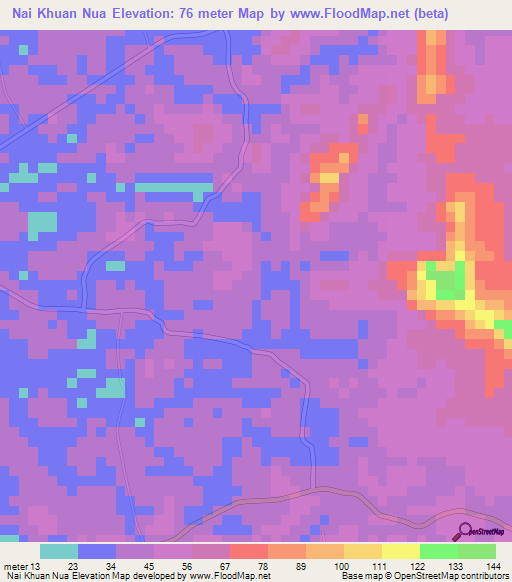 Nai Khuan Nua,Thailand Elevation Map