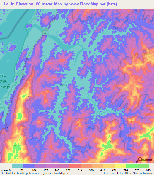 La-Un,Thailand Elevation Map