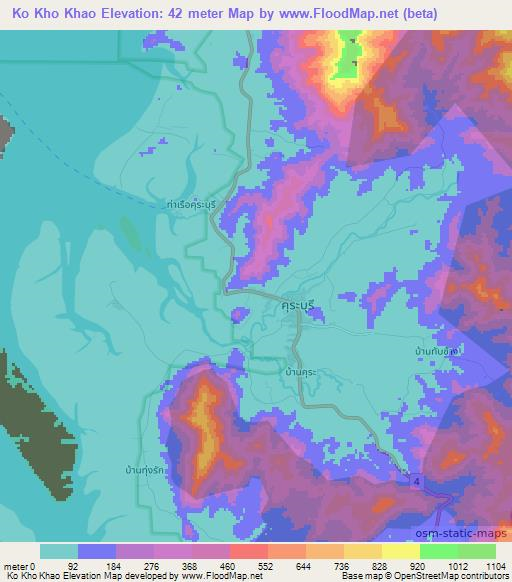 Ko Kho Khao,Thailand Elevation Map