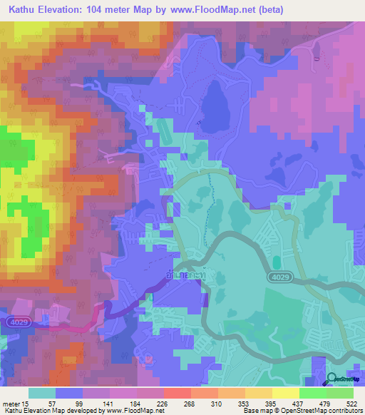 Kathu,Thailand Elevation Map