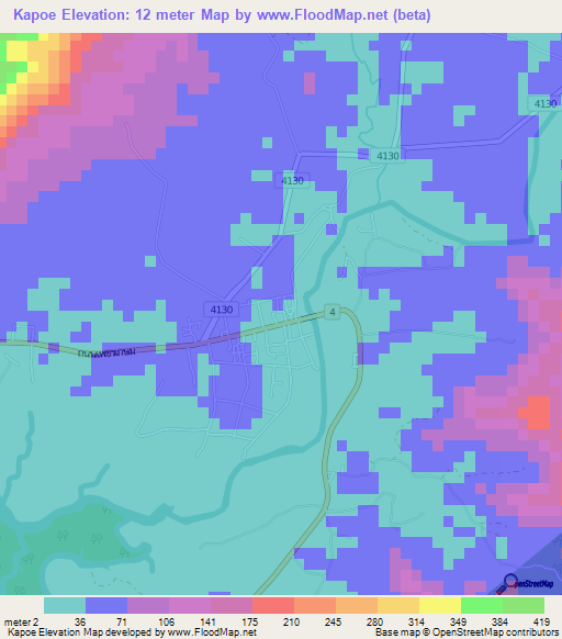 Kapoe,Thailand Elevation Map