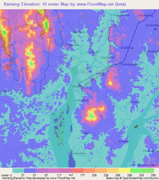 Kantang,Thailand Elevation Map