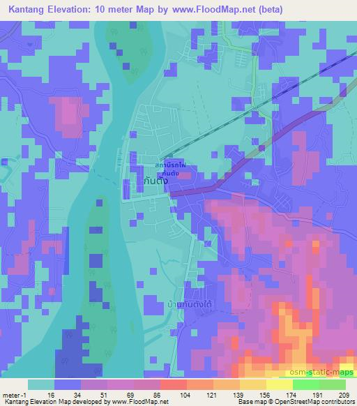 Kantang,Thailand Elevation Map