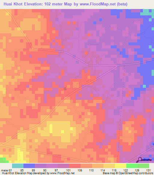 Huai Khot,Thailand Elevation Map