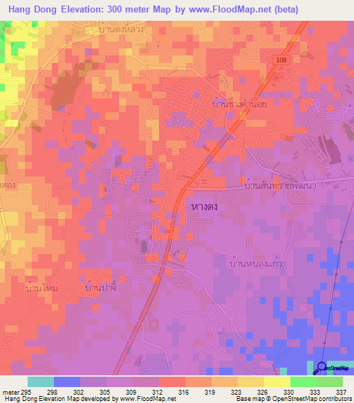 Hang Dong,Thailand Elevation Map
