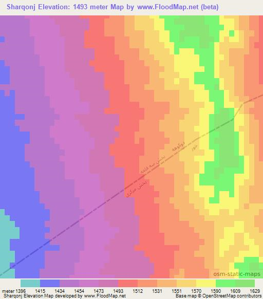 Sharqonj,Iran Elevation Map