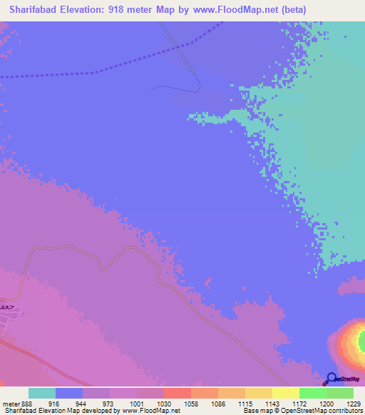 Sharifabad,Iran Elevation Map
