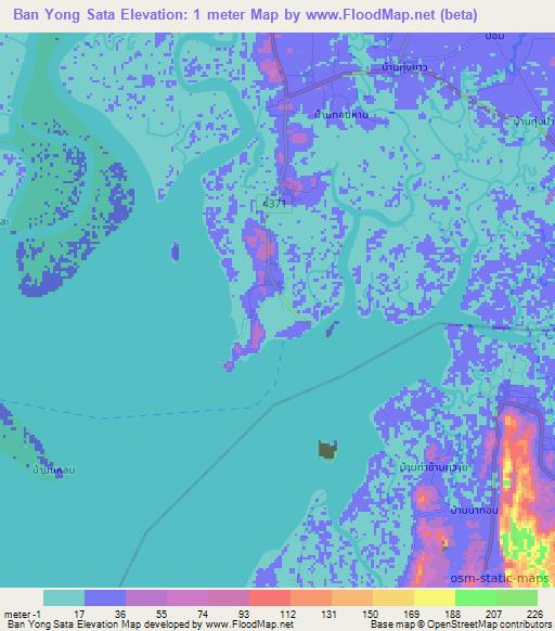 Ban Yong Sata,Thailand Elevation Map