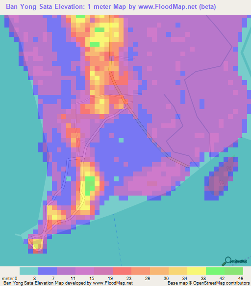 Ban Yong Sata,Thailand Elevation Map
