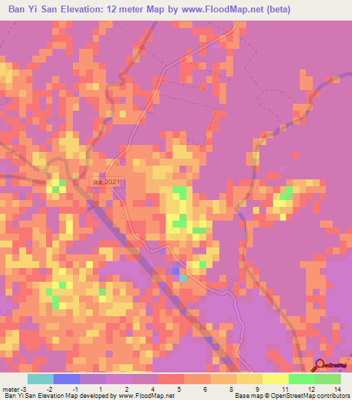 Ban Yi San,Thailand Elevation Map