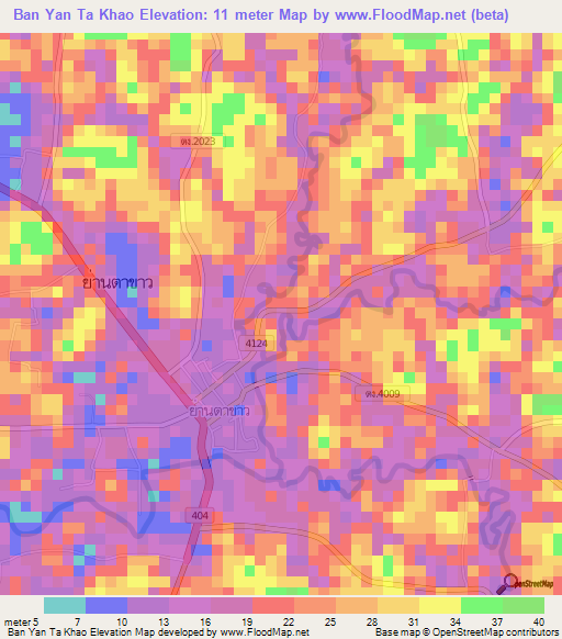 Ban Yan Ta Khao,Thailand Elevation Map