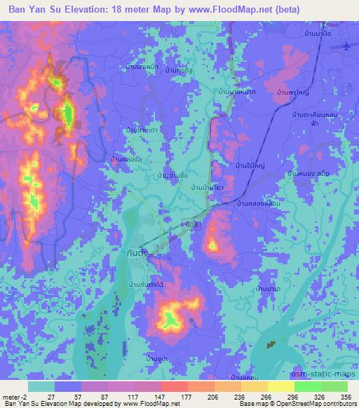 Ban Yan Su,Thailand Elevation Map
