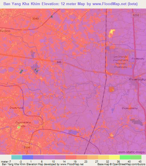 Ban Yang Kha Khim,Thailand Elevation Map